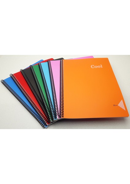 A4 60 Yaprak Kareli Spiralli Plastik Kapak Cool Defter (4 Lü Paket)