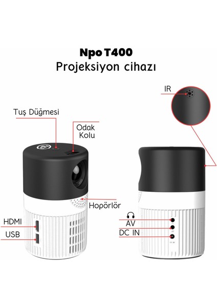 T400 3000L 40ANSI Full HD LED Mini Projeksiyon