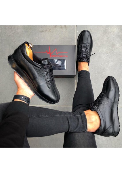 Hakiki Deri Günlük Siyah Ayakkabı Erkekler İçin Yüksek Taban Konforu modelleri