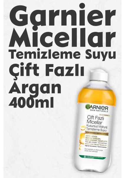 Micellar Temizleme Suyu Çift Fazlı Argan 400 ml