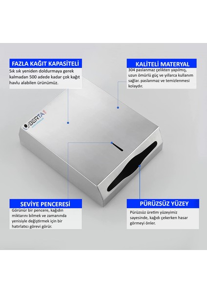 Paslanmaz 400'lü Z-Katlama Kağıt Havlu Dispenseri