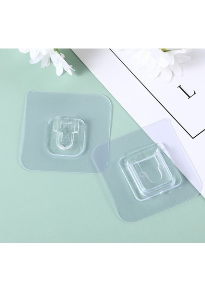 2 Li Set Çift Taraflı Yapışkanlı Geçmeli Klips Eşya Sabitleme Askısı Şeffaf Duvar Kancası indirimleri