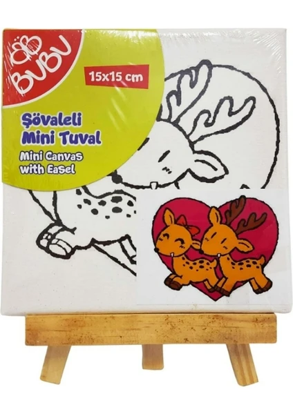 15X15 Baskılı Boyasız Tuval ve Şövale - Geyikler