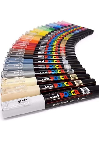 Posca Uni Master Set Tüm Boylar ve Tüm Renkler Toplam Fırça Uç Dahil 144 Parça Paket