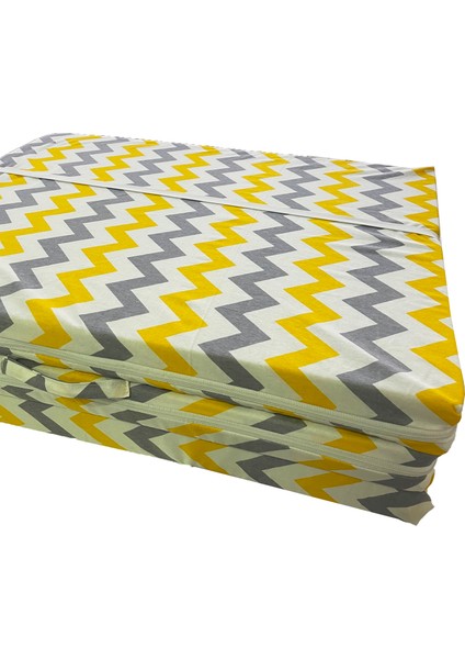 Katlanır Kamp Yatağı Çadır Yatağı Sünger Yatak Fermuarlı 70 x 180 cm 6 cm - Sarı Gri Zikzak