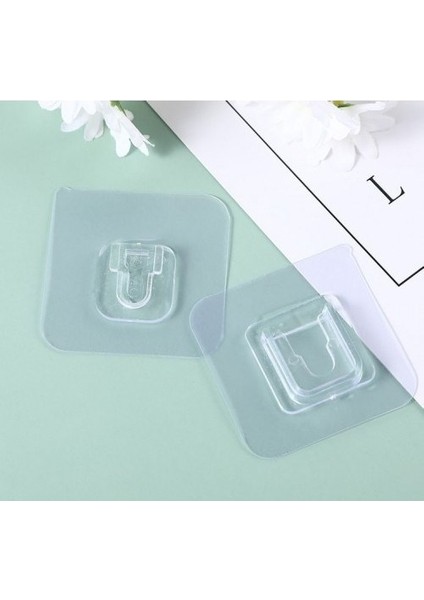 4 Lü Set Çift Taraflı Yapışkanlı Geçmeli Klips Eşya Sabitleme Askısı Çerçeve Şeffaf Duvar Kancası