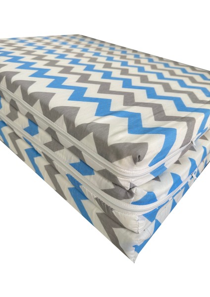 Katlanır Kamp Yatağı Çadır Yatağı Sünger Yatak Fermuarlı 80 x 180 cm 6 cm Mavi Gri Zikzak fırsatları