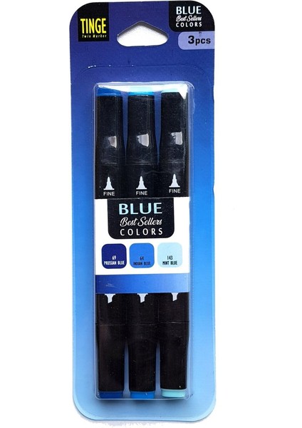 Marker 3'lü Blue Set