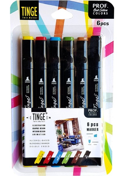 Marker 6'lı Prof. Karma Set