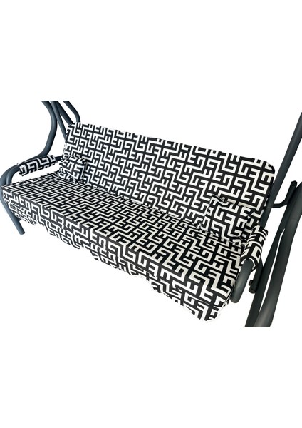 Süngersiz Tenteli Salıncak Kumaş Seti 3 Kişilik 162X48 cm Siyah Labirent