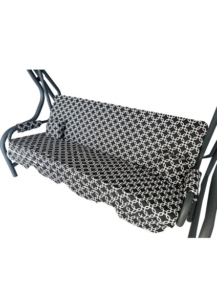 Süngersiz Tenteli Salıncak Kumaş Seti 3 Kişilik 162X48 cm Siyah Zincir