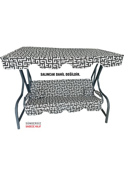Süngersiz Tenteli Salıncak Kumaş Seti 3 Kişilik 162X48 cm Siyah Labirent