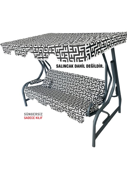 Süngersiz Tenteli Salıncak Kumaş Seti 3 Kişilik 162X48 cm Siyah Labirent fiyatları