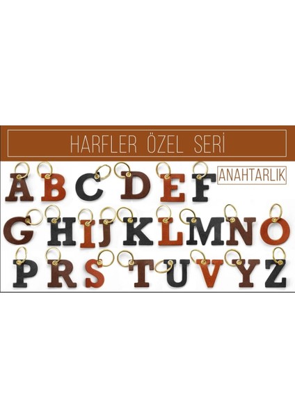 Hakiki Deri Anahtarlık R Harfi Siyah