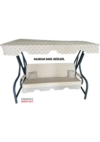 Süngersiz Tenteli Salıncak Kumaş Seti 3 Kişilik 162X48 cm Krem Zincir