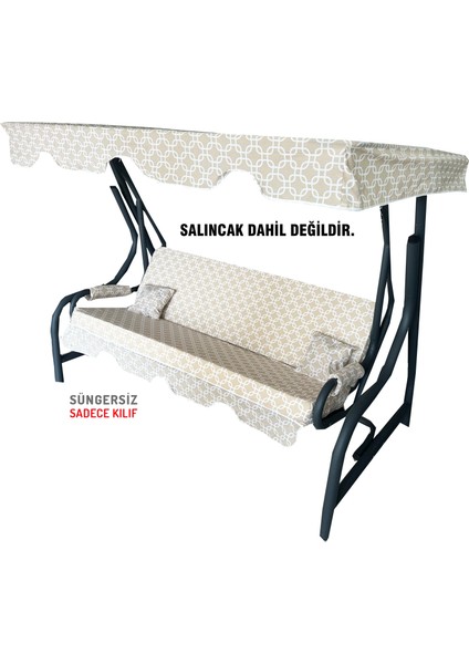 Süngersiz Tenteli Salıncak Kumaş Seti 3 Kişilik 162X48 cm Krem Zincir