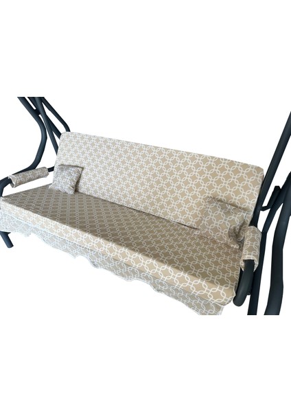 Süngersiz Tenteli Salıncak Kumaş Seti 3 Kişilik 162X48 cm Krem Zincir