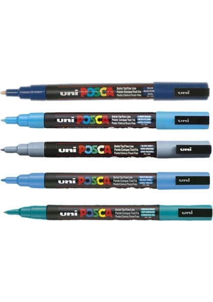 Posca Marker Kalem Pc-3m (0.9-1.3mm) 5'li Set Blue Tonnes