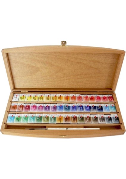 White Nights Ahşap Kutu Sulu Boya Seti 48 Renk + Fırça