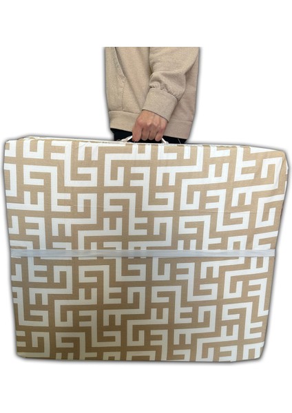 Katlanır Yer Minderi ve Tek Kişilik Süngerli Katlanır Minder 70 x 180 cm 6 cm - Krem Labirent