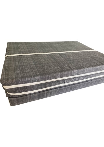 Katlanır Kamp Yatağı Çadır Yatağı Sünger Yatak Fermuarlı 70 x 180 cm 6 cm Gri