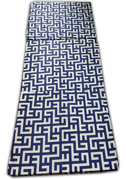 Katlanır Kamp Yatağı Çadır Yatağı Sünger Yatak Fermuarlı 70 x 180 cm 6 cm - Mavi Labirent