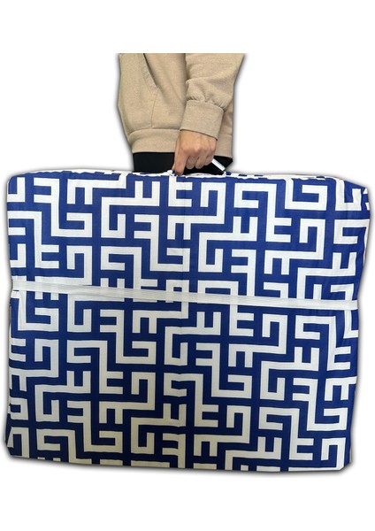 Katlanır Kamp Yatağı Çadır Yatağı Sünger Yatak Fermuarlı 70 x 180 cm 6 cm - Mavi Labirent