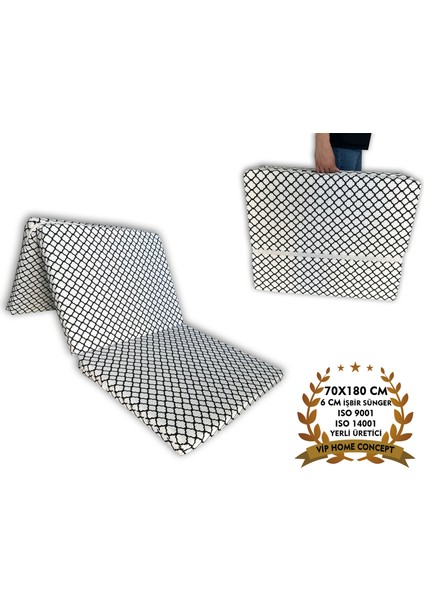 Katlanır Kamp Yatağı Çadır Yatağı Sünger Yatak Fermuarlı 70 x 180 cm 6 cm Küçük Alaçatı