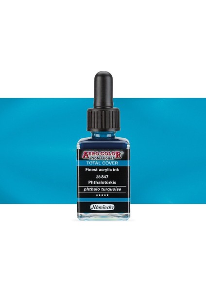 Aero Color Pr. Akrilik Ink. Total Cover 28ML Opaque Phthalo Turquoise 847