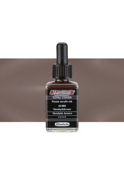 Aero Color Pr. Akrilik Ink. Total Cover 28ML Opaque Vandyke Brown 869