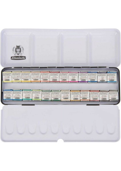 Horadam Aquarell Sulu Boya 24'lü Metal Set (Yarım Tablet)