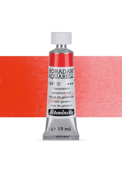 Horadam Aquarell Tube Tüp Sulu Boya 15ML Geranium Red 341 S.3