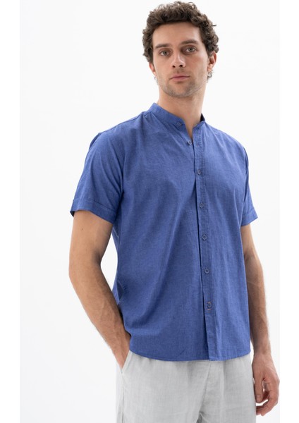 Erkek Kısa Kollu Regular Fit Keten Gömlek Y25485116601