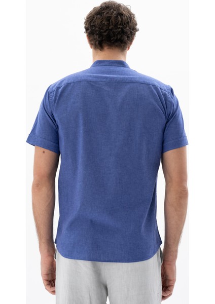 Erkek Kısa Kollu Regular Fit Keten Gömlek Y25485116601