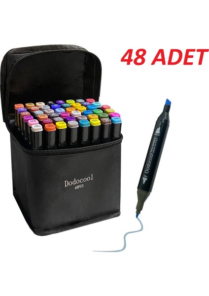 Touch Marker Art Çift Uçlu 48 Adet Kalem Seti Çantalı Premium Keçeli Boyama Kalemi