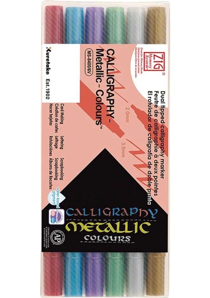 MS-8400 Kaligrafi Kalemi Metalik 6'lı Set