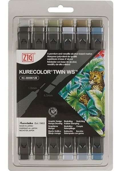 Kurecolor Twin Ws Marker Gray Color 12LI Set