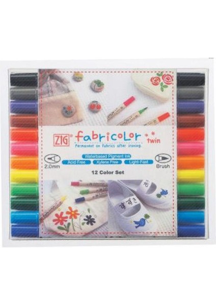 Fabricolor Twin Çift Uçlu Kumaş Boyama Kalemi 12 Renk