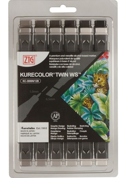 Kurecolor Twin Ws Marker Warm Gray Color 12LI Set