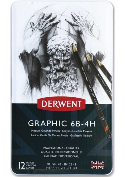 Graphic Pencil 12'li Teneke Kutu Medium (Dereceli Kalem)(Dengeli Uçlar)
