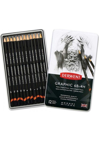 Graphic Pencil 12'li Teneke Kutu Medium (Dereceli Kalem)(Dengeli Uçlar) fiyatları