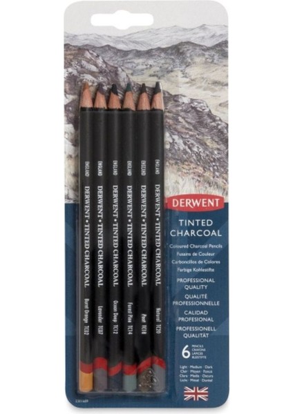 Tinted Charcoal Pencil 6'lı Blister Set (Renkli Kömür Kalem)