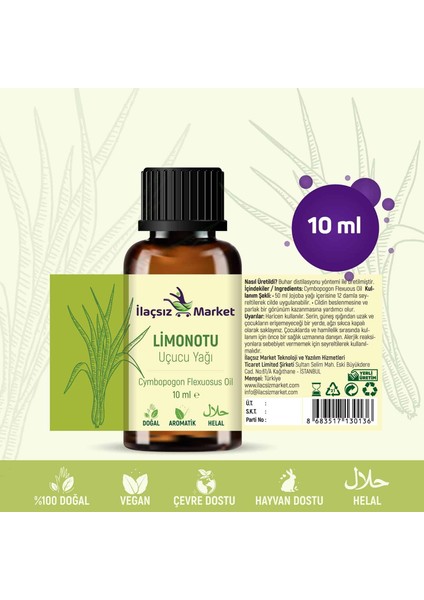 İlaçsız Market Limon Otu Yağı / 10 ml