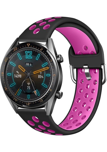 Huawei Watch Gt 3 46MM Çift Renkli Esnek Delikli Silikon Kordon KRD10