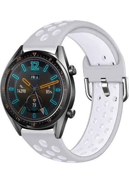 Huawei Watch Gt 3 46MM Çift Renkli Esnek Delikli Silikon Kordon KRD10