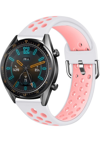Huawei Watch Gt 2 46MM Çift Renkli Esnek Delikli Silikon Kordon KRD10