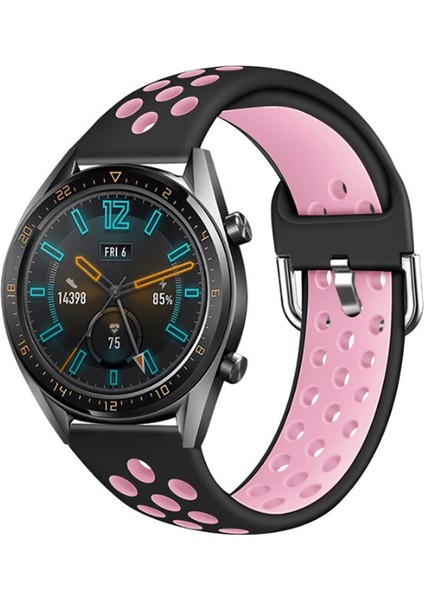 Huawei Watch Gt 2 46MM Çift Renkli Esnek Delikli Silikon Kordon KRD10