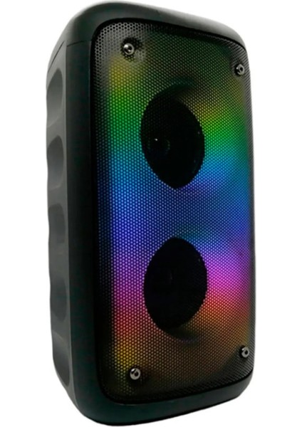 KTS-1710 Rainbow 3x2 Taşınabilir Extrabas Yüksek Ses Mikrofonlu Bluetooth Hoparlör