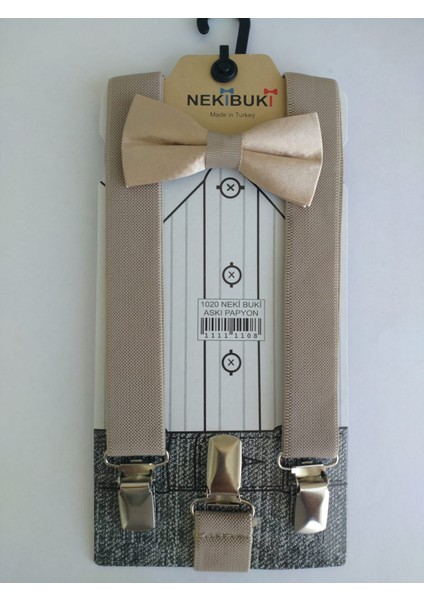 Ayarlanabilir 1-9 Yaş Çocuk Pantolon Askısı ve Papyon Takımı
