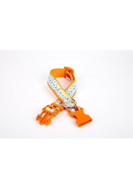 Pati Desenli Dokuma Köpek Boyun Tasması 3 cm x 36-60 cm Turuncu